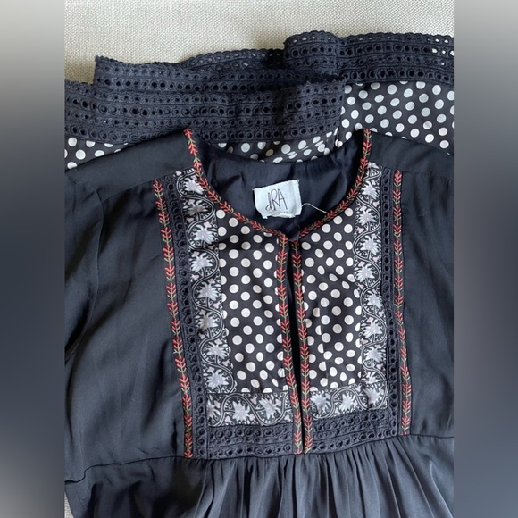 DRA Los Angeles Nash Patterned Lined Maxi Peasant Dress In Black Size XS - Picture 14 of 15